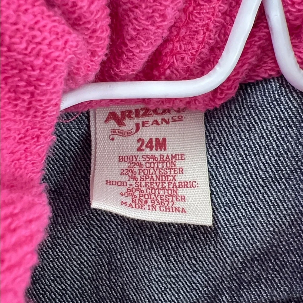 Arizona Jean Company - Girls Jean Jacket Jersey Hoodie - Size 24 months - Pink